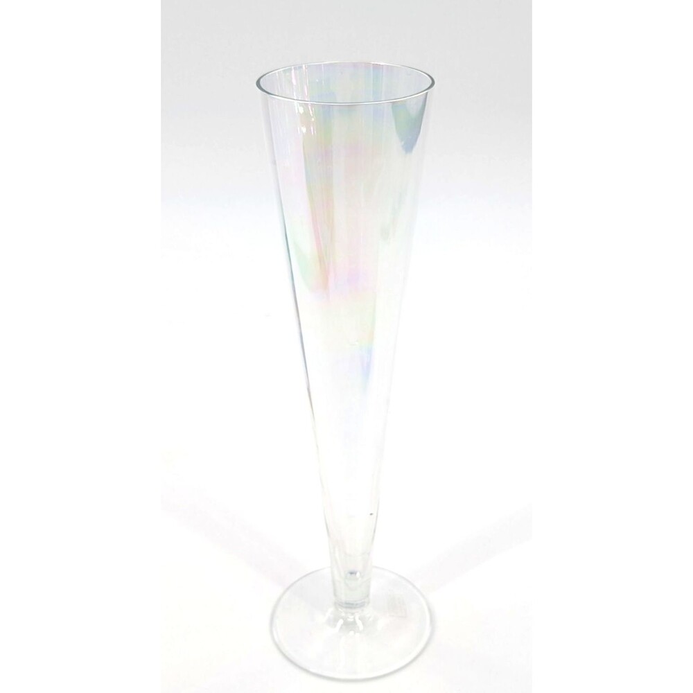 Krosno Clear Iridescent Glass Champagne Flute Vase Made In Poland 10 Inches
